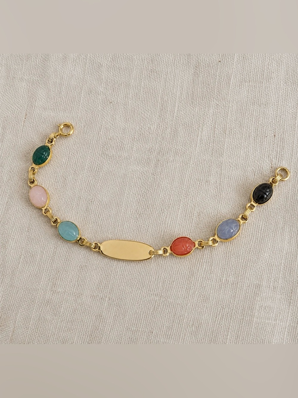 Gold Multicolor Scarab Link Bracelet - Women Jewelry